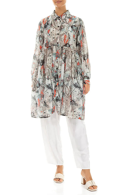 Veste évasée en soie et coton Savannah