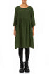 Flared Shamrock Green Mélange Linen Midi Dress 1