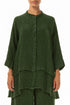 Flared Shamrock Green Mélange Linen Shirt 1
