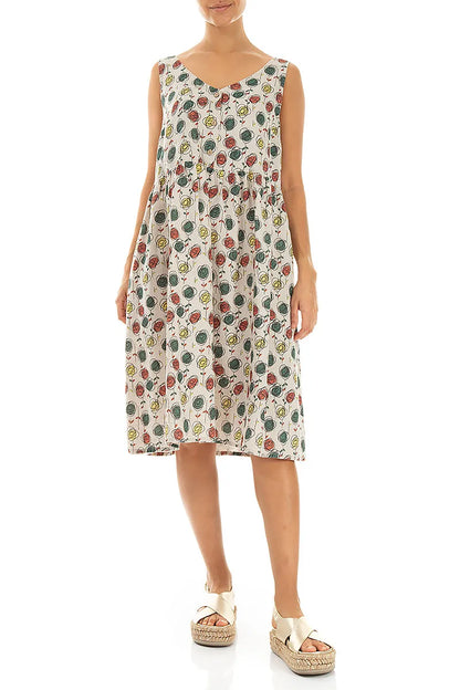 Leinenkleid Flared Sketch Blooms