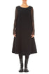 Flared Sleeveless Black Wool Dress 1