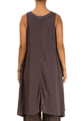 Flared Sleeveless Chocolate Brown Silk Bamboo Tunic 2