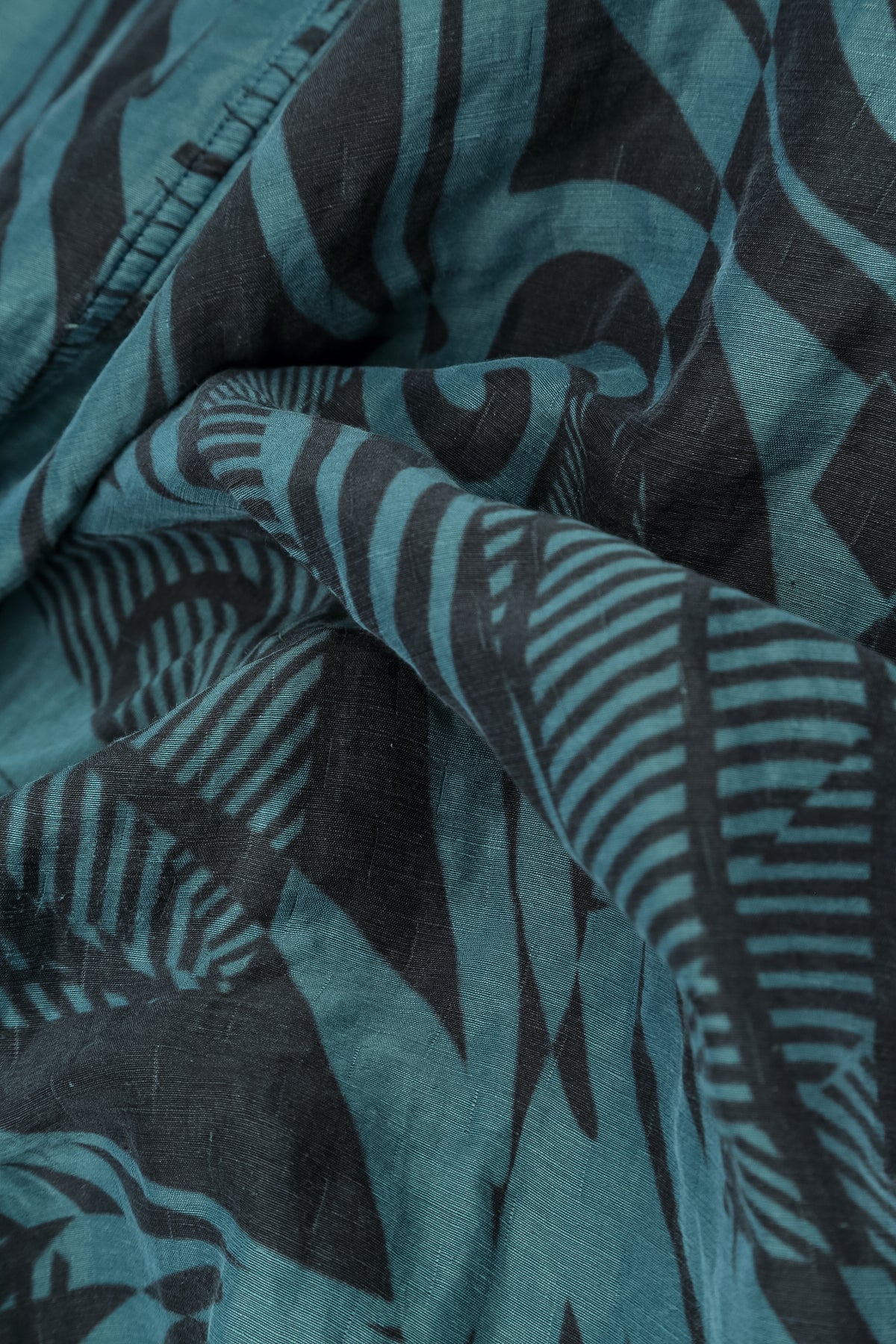 Tunique évasée texturée turquoise profond Orbit en soie et lin