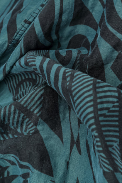 Tunique évasée texturée turquoise profond Orbit en soie et lin