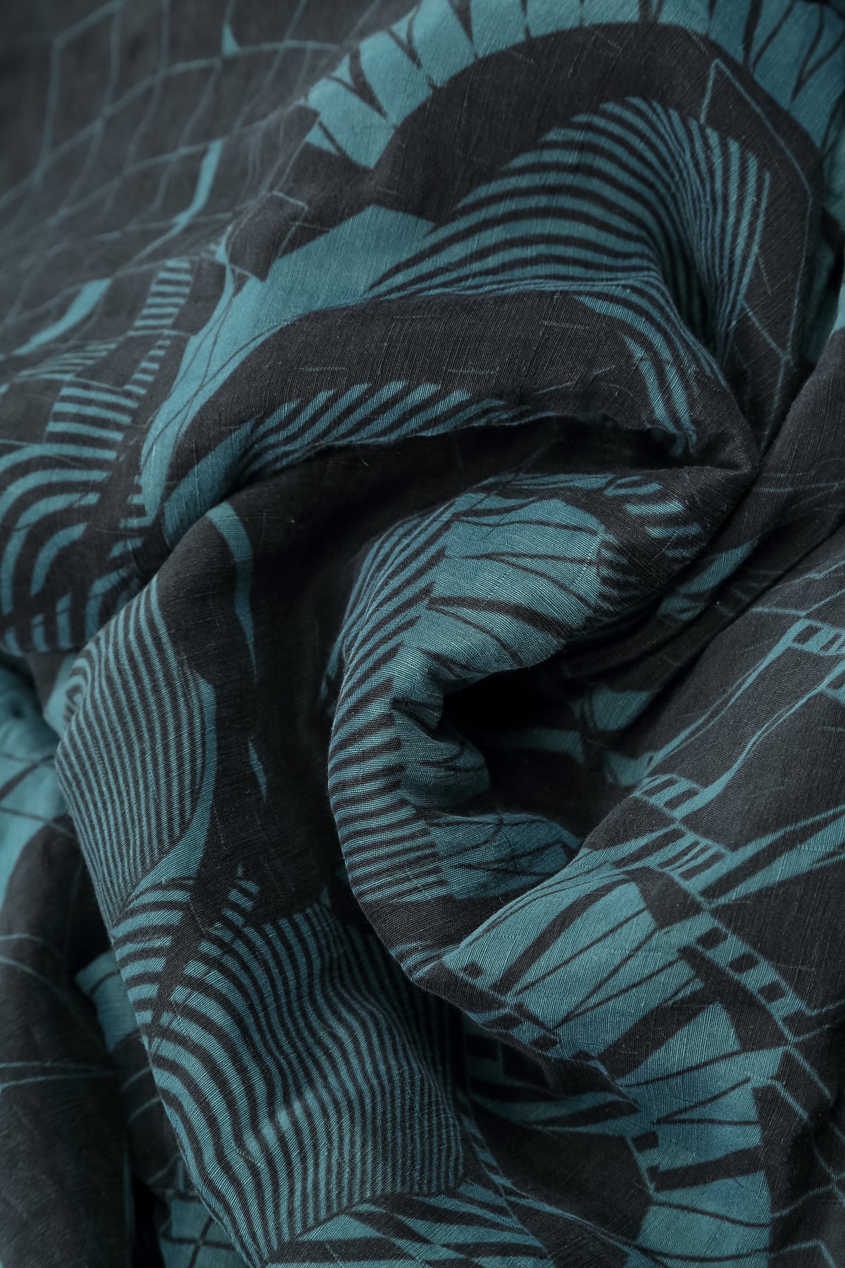Tunique évasée texturée turquoise profond Orbit en soie et lin