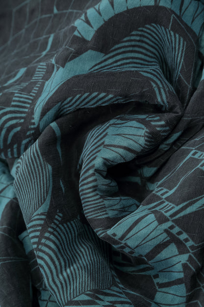 Tunique évasée texturée turquoise profond Orbit en soie et lin