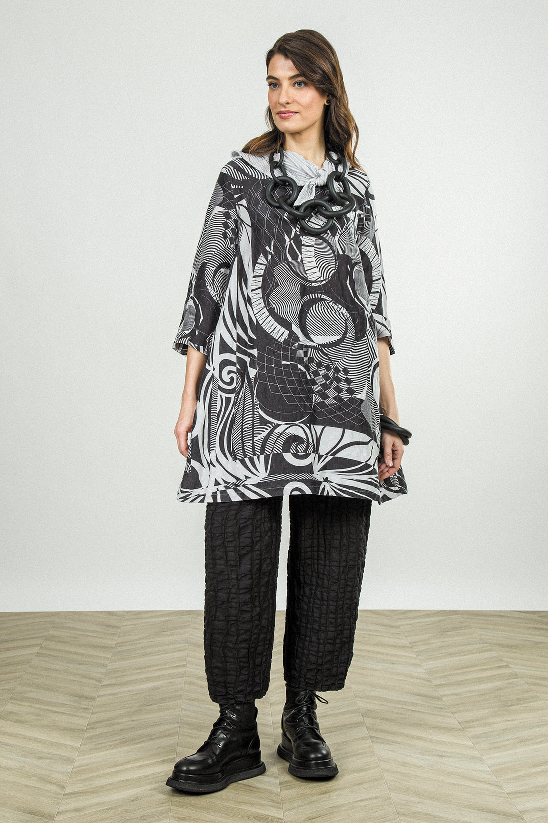 Flared Textured Orbit Silk Linen Tunic 1