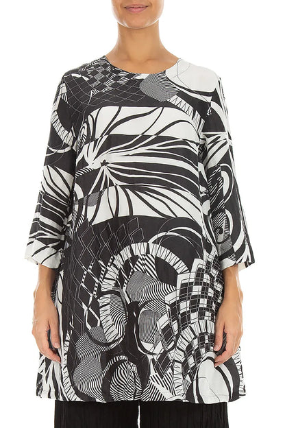 Flared Textured Orbit Silk Linen Tunic