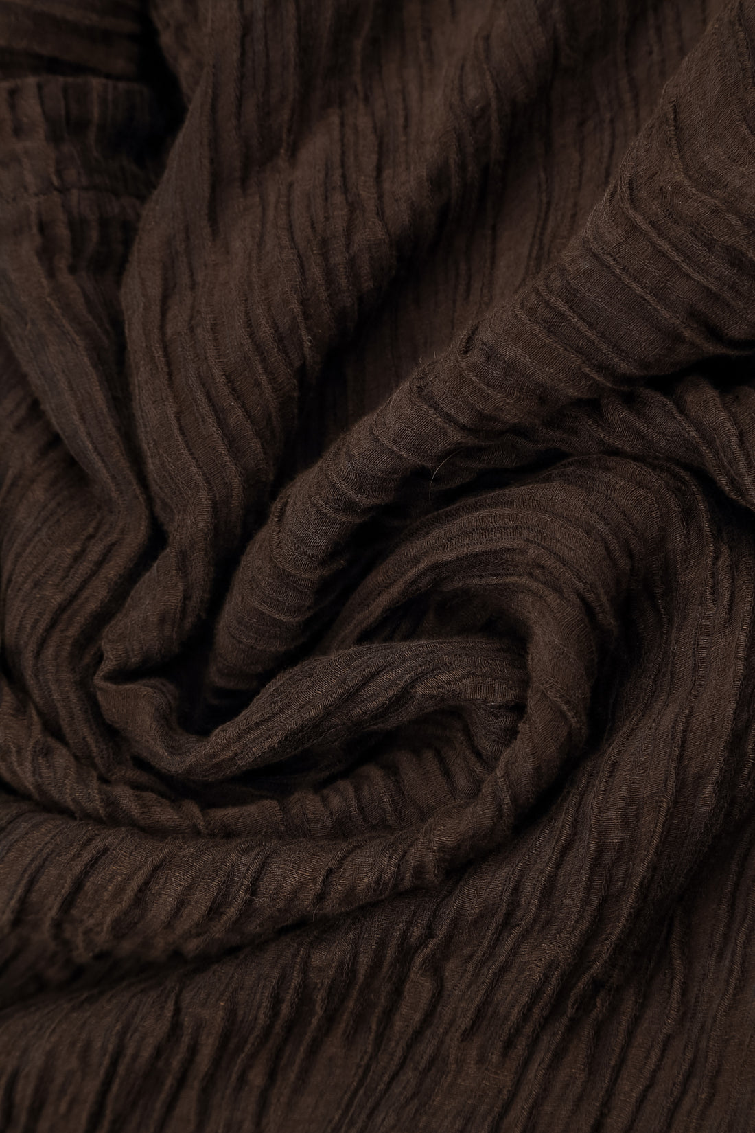 Flared Truffle Brown Crinkled Silk Skirt 5