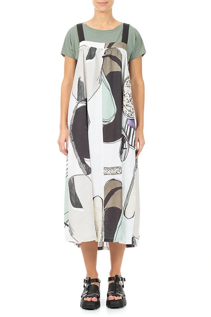 Flared Tumbled Stone Linen Pinafore Dress 1