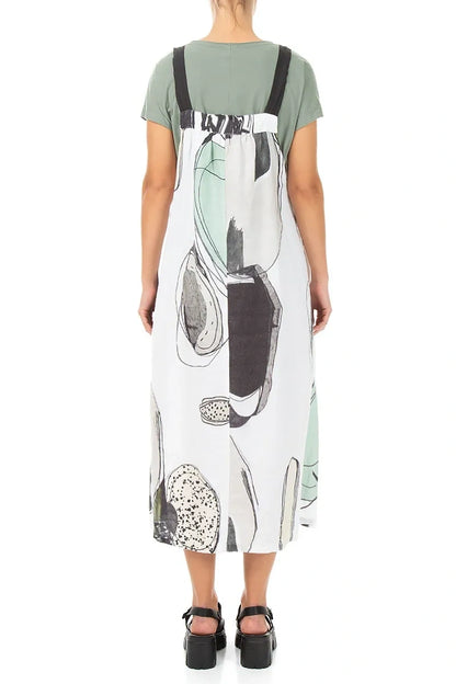 Flared Tumbled Stone Linen Pinafore Dress 2