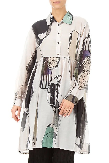 Flared Tumbled Stone Silk Cotton Jacket 3