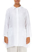 Flared Two Pockets White Linen Shirt 1