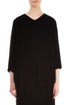 Flared V-Neck Black Silk Velvet Blouse 1