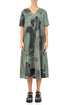 Flared V-Neck Sage Tumbled Stone Linen Dress 1