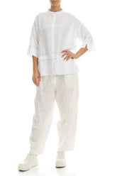 Flared White Linen Shirt 4