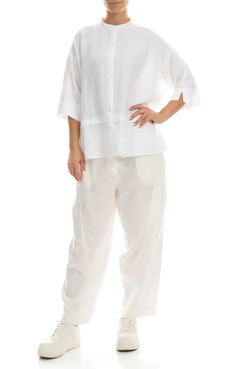 Flared White Linen Shirt 4