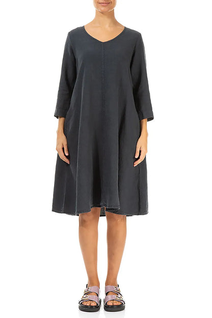 Robe fluide en lin graphite