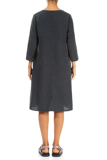 Robe fluide en lin graphite