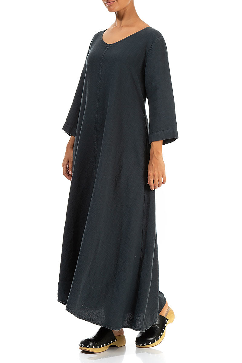 Floaty Graphite Linen Maxi Dress 3