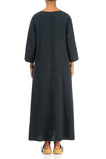 Floaty Graphite Linen Maxi Dress 2