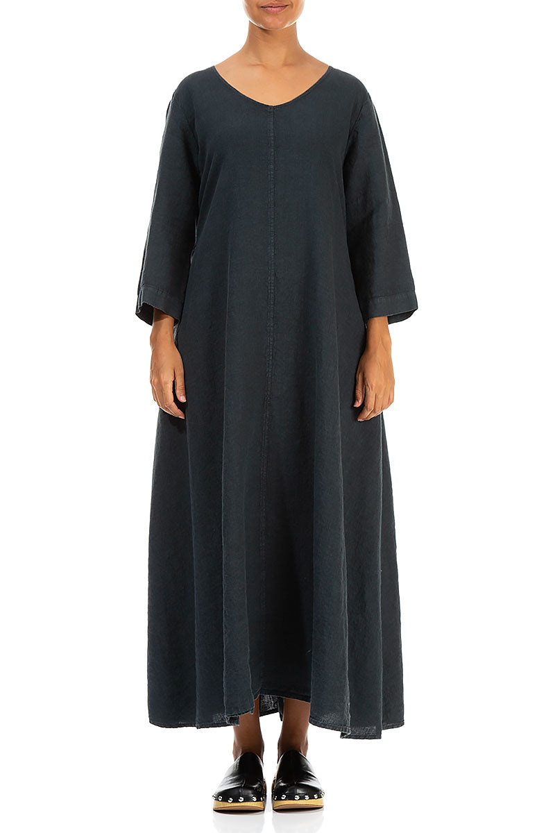 Floaty Graphite Linen Maxi Dress 1