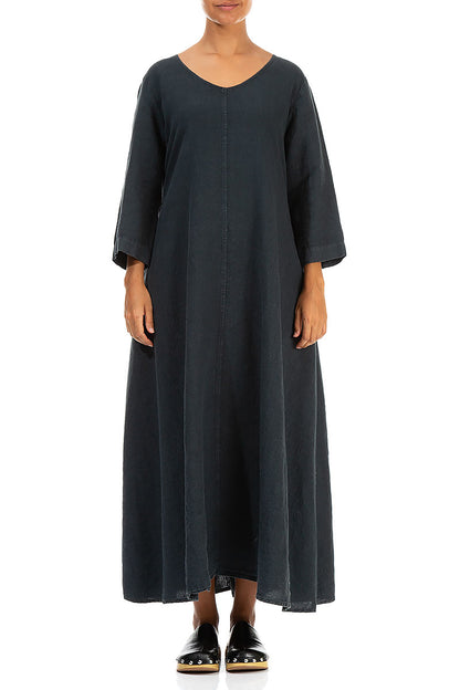 Floaty Graphite Linen Maxi Dress 1
