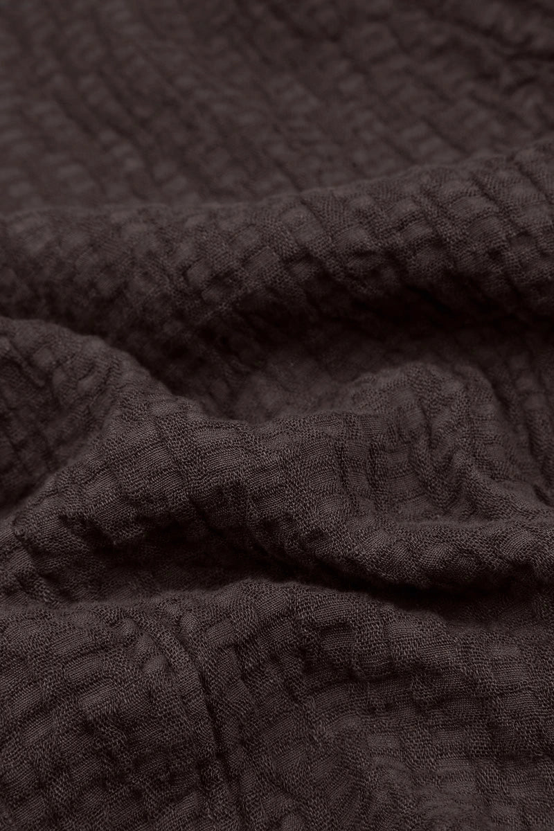 Floaty Truffle Brown Textured Linen Dress