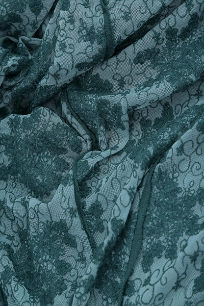 Floral Lace Deep Turquoise Cotton Maxi Dress 7