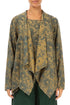 Floral Olive Yellow Silk Cotton Jacket - Blouse 1