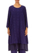 Floral Texture Layered Royal Purple Silk Dress 1