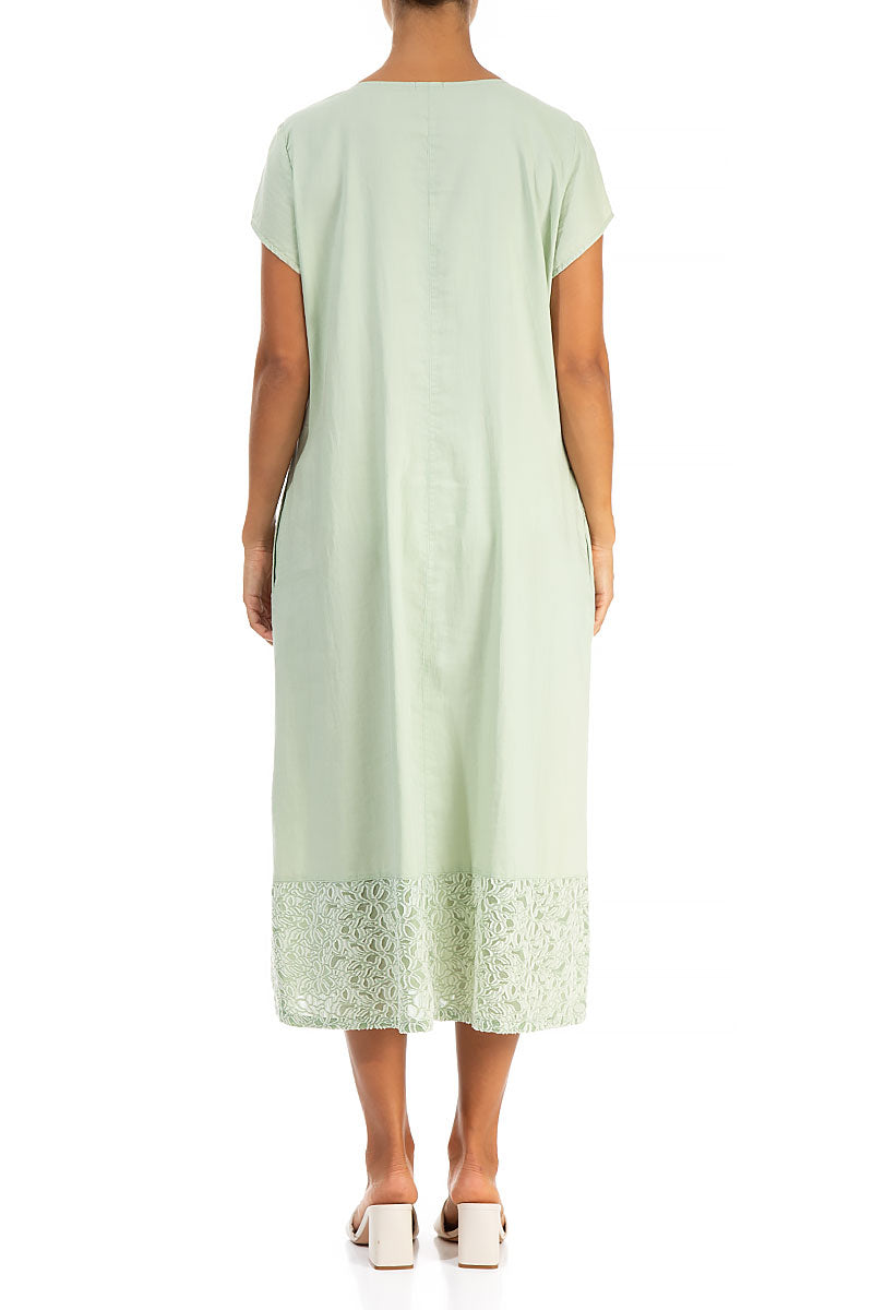 Floral Texture Mint Silk Cotton Dress 2