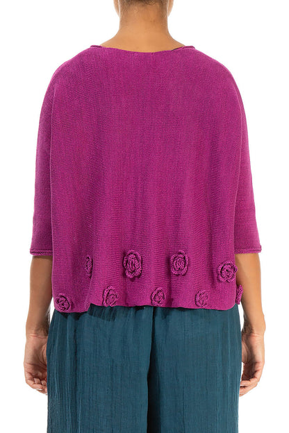Flowers Decorated Orchid Linen Jumper 2
