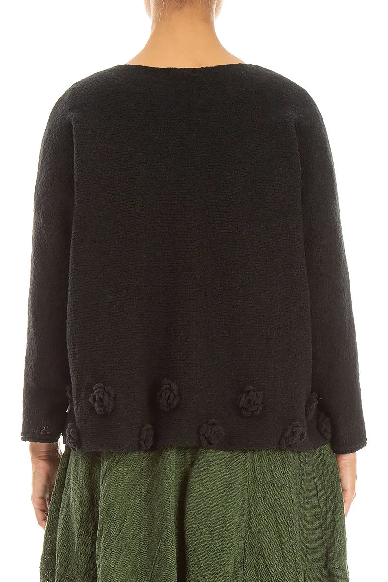 Flowers Black Wool Sweater 2