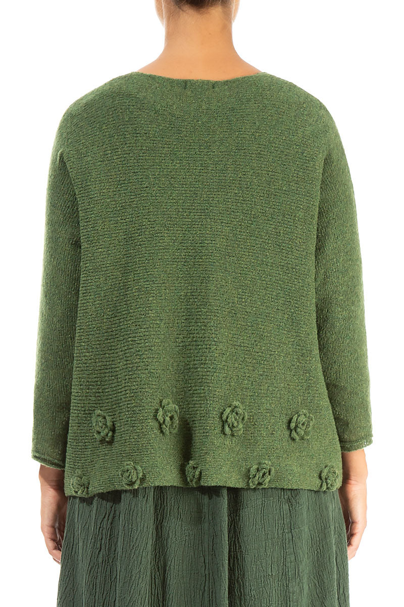 Flowers Dark Sage Wool Sweater 2