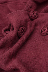 Flowers Decorated Antique Ruby Linen Jumper 5