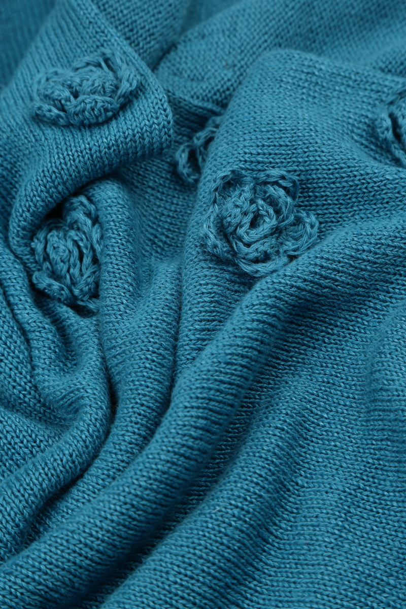 Flowers Decorated Denim Linen Jumper 5