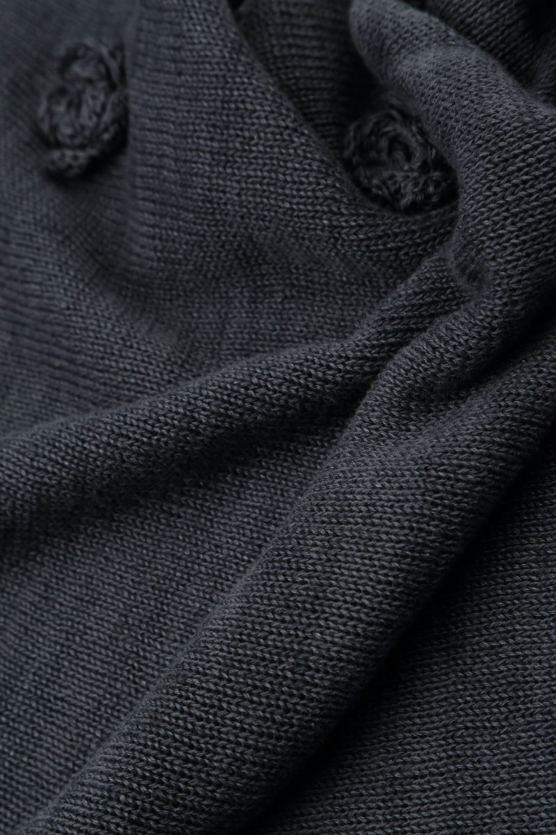 Flowers Decorated Graphite Linen Jumper 5