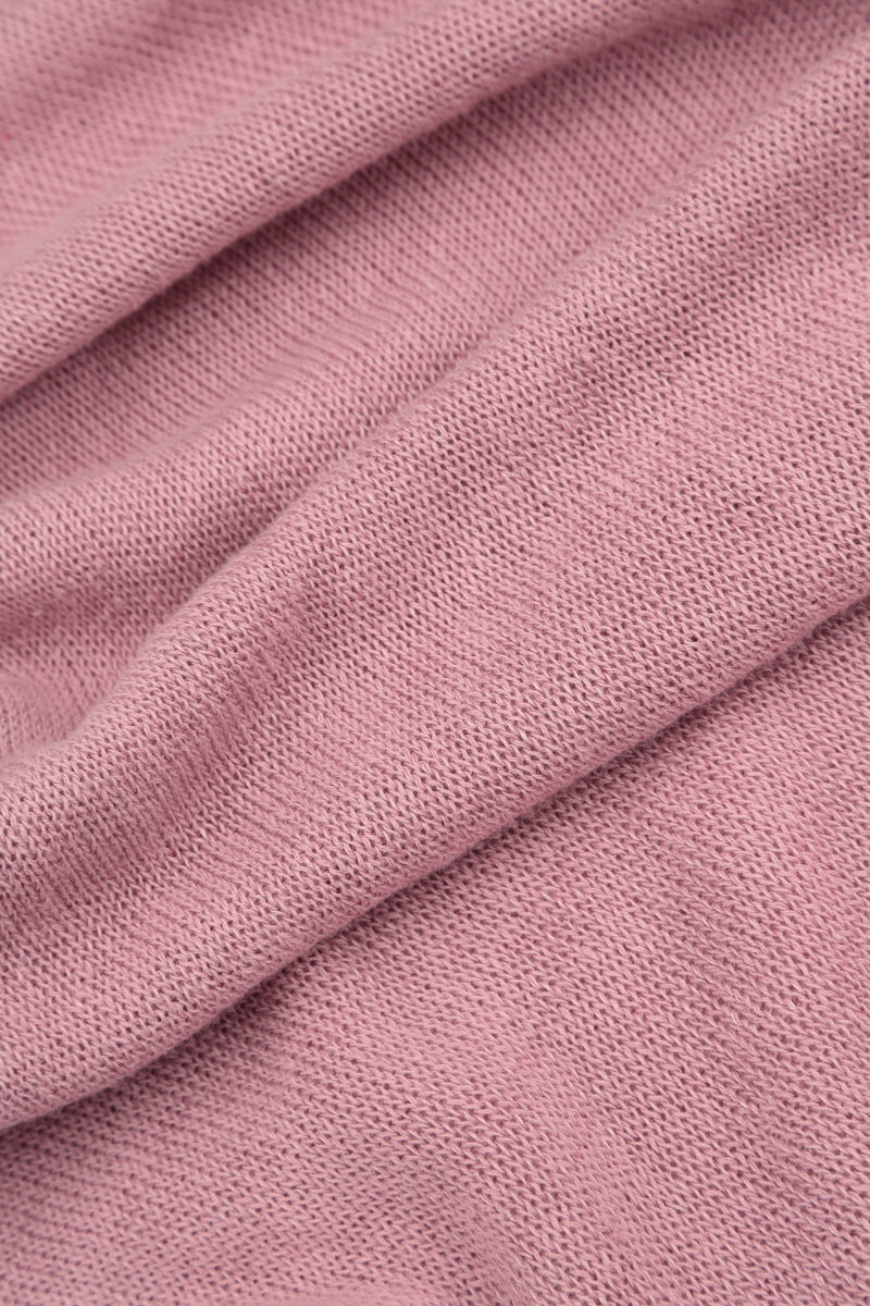 Flowers Decorated Mauve Pink Linen Jumper 5