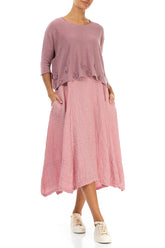 Flowers Decorated Mauve Pink Linen Jumper 4