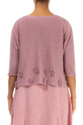 Flowers Decorated Mauve Pink Linen Jumper 2