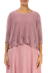 Flowers Decorated Mauve Pink Linen Jumper 1
