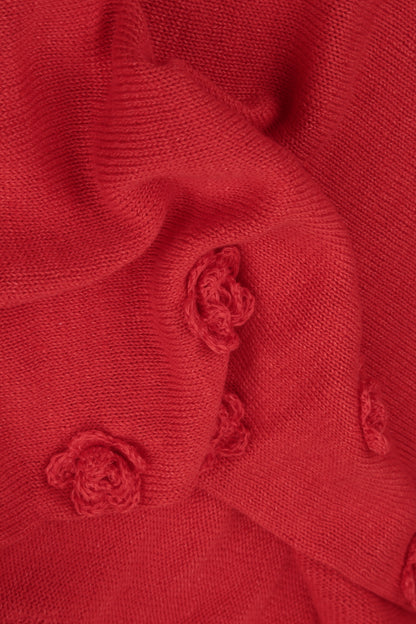 Flowers Decorated Red Linen Jumper 5