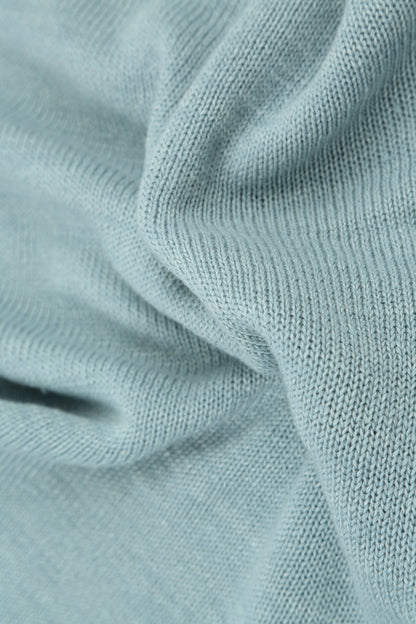 Flowers Decorated Sky Blue Linen Jumper