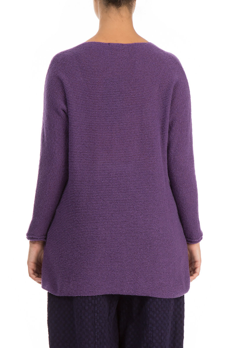 Flowers Purple Wool Sweater 2