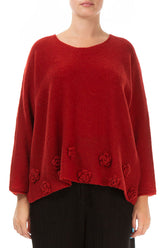 Flowers Red Wool Sweater 1
