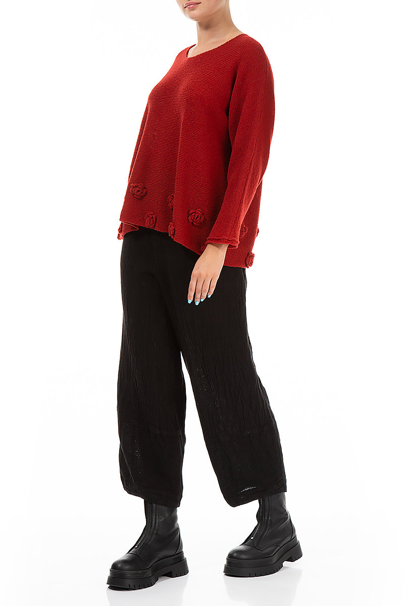 Flowers Red Wool Sweater 4