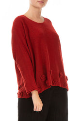 Flowers Red Wool Sweater 3