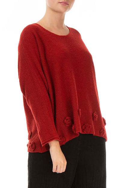 Flowers Red Wool Sweater 3