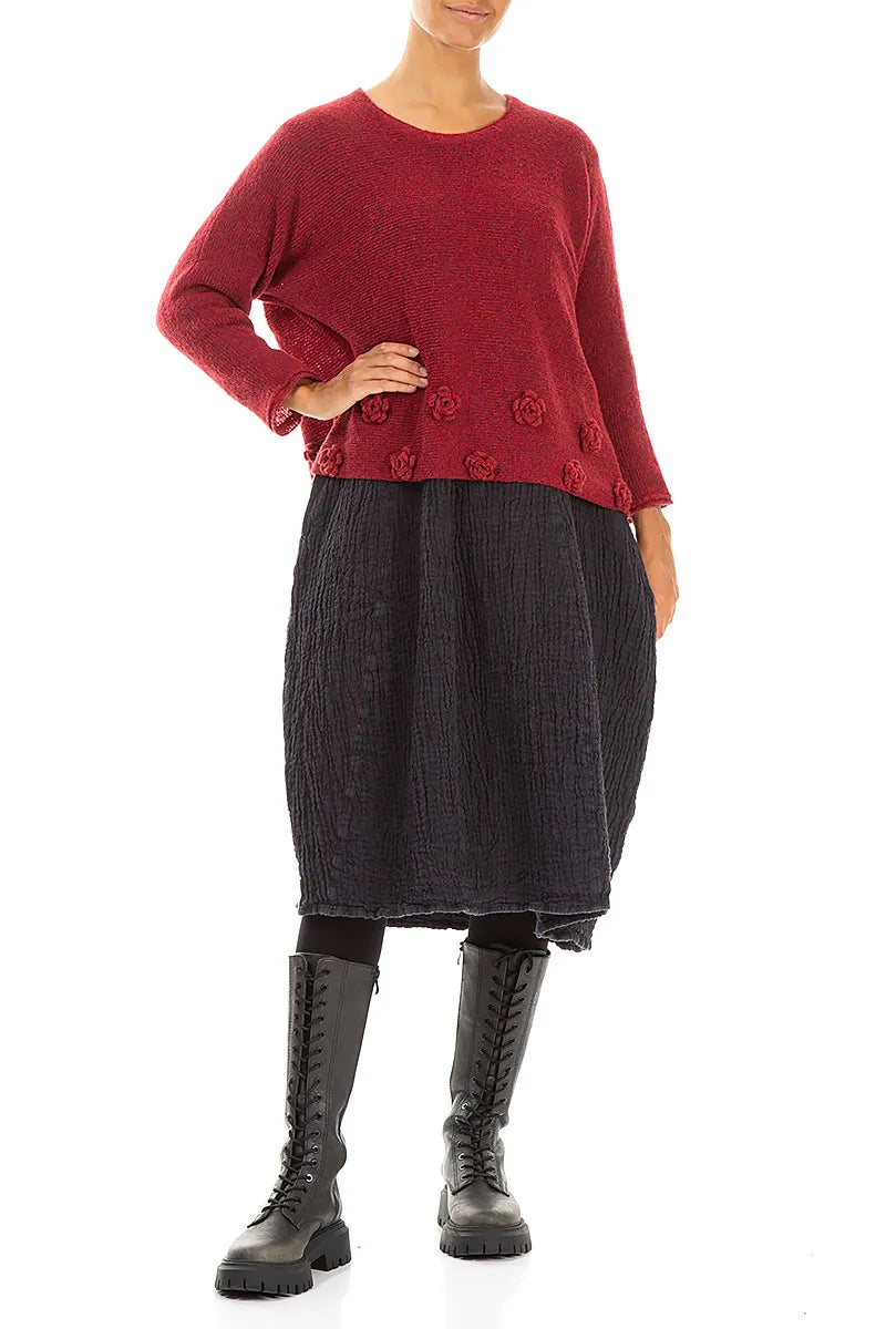 Flowers Ruby Red Wool Sweater 4